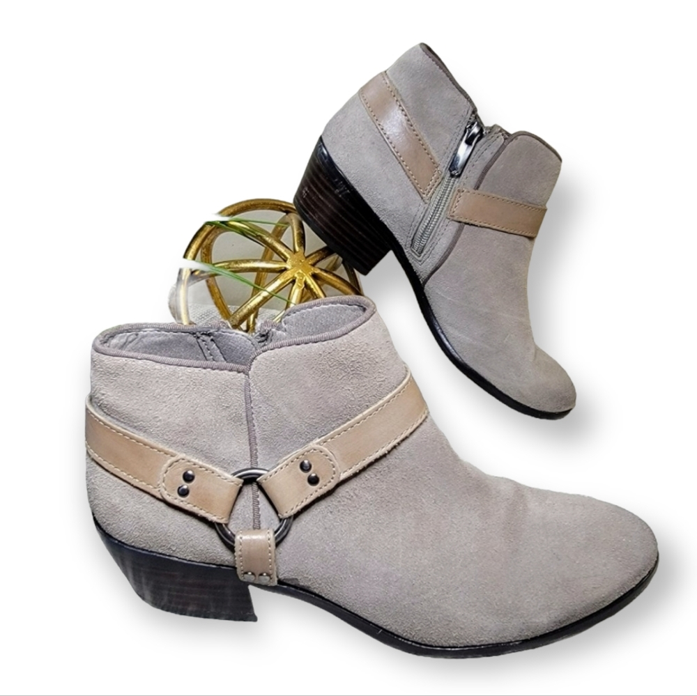 Sam Edelman Taupe Suede Ankle Booties with Tan Strap
